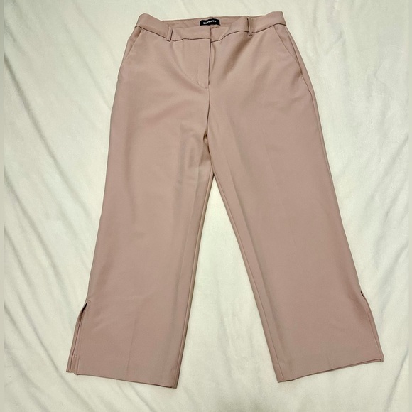 Express Blush Pink High Rise Straight Ankle Trouser with Slit Size 12 - Picture 1 of 2